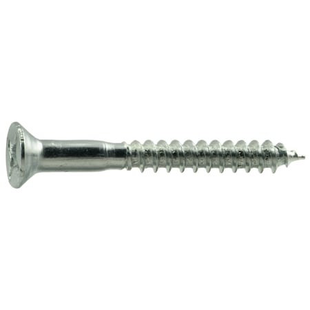 Midwest Fastener Wood Screw, #10, 1-3/4 in, Zinc Plated Steel Flat Head Phillips Drive, 100 PK 02581